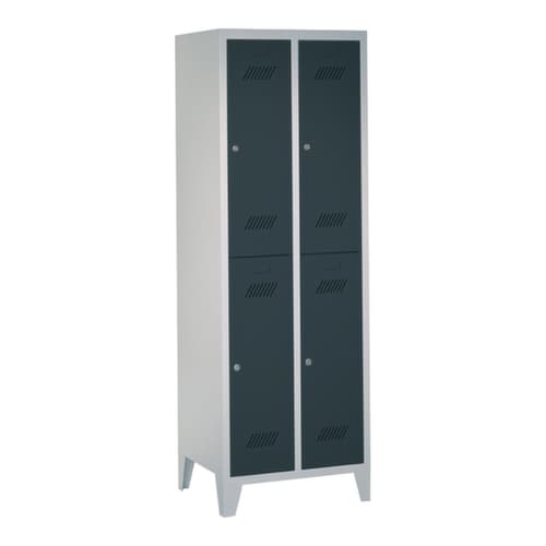 PAVOY Armoire vestiaire à deux niveaux Basis avec 2x2 compartiments, largeur de compartiment 300 mm