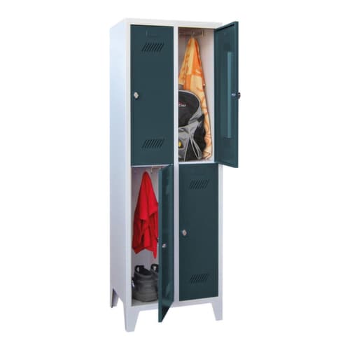 PAVOY Armoire vestiaire à deux niveaux Basis avec 2x2 compartiments, largeur de compartiment 300 mm