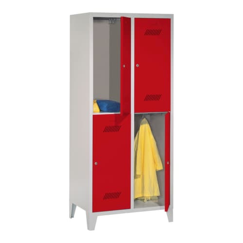 PAVOY Armoire vestiaire à deux niveaux Basis avec 2x2 compartiments, largeur de compartiment 400 mm