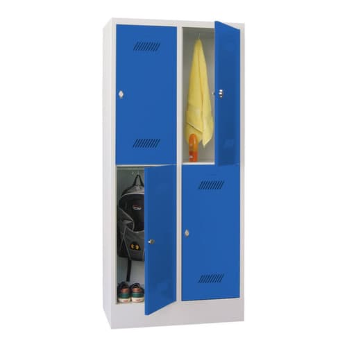 PAVOY Armoire vestiaire à deux niveaux Basis avec 2x2 compartiments, largeur de compartiment 400 mm