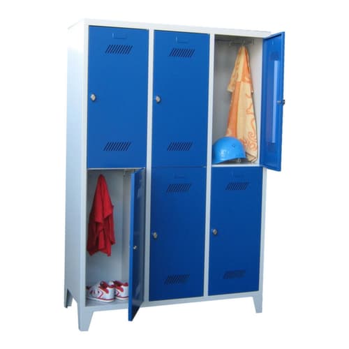 PAVOY Armoire vestiaire à deux niveaux Basis avec 3x2 compartiments, largeur de compartiment 400 mm