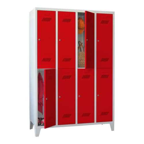 PAVOY Armoire vestiaire à deux niveaux Basis avec 4x2 compartiments, largeur de compartiment 300 mm
