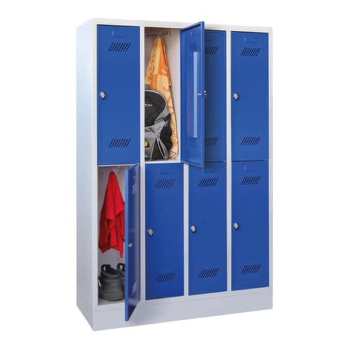 PAVOY Armoire vestiaire à deux niveaux Basis avec 4x2 compartiments, largeur de compartiment 300 mm