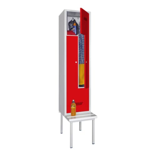 PAVOY Armoire vestiaire Z Basis avec banc + 2 compartiments, largeur de compartiment 400 mm
