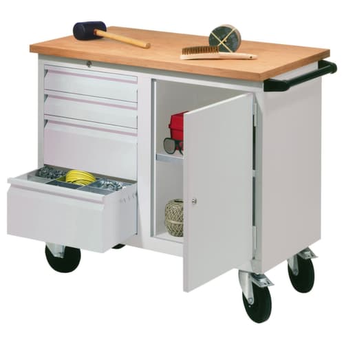 PAVOY Établi mobile, 4 tiroirs, 1 armoire
