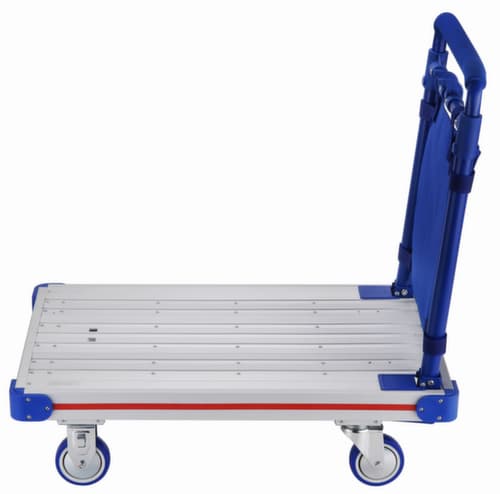 Chariot avec barre de poussée en aluminium avec poignée rabattable et roues, force 200 kg