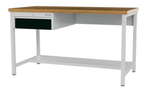 Bedrunka + Hirth Etabli avec plateau en hêtre massif Piétement en plusieurs couleurs, 1 tiroir, 1/2 tablette