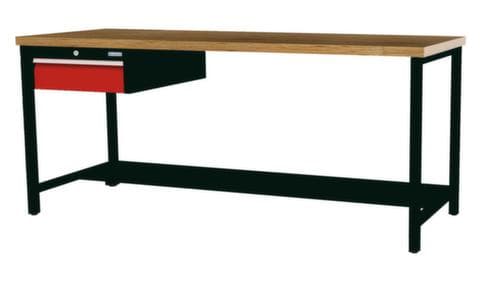 Bedrunka + Hirth Etabli avec plateau en hêtre massif Piétement en plusieurs couleurs, 1 tiroir, 1/2 tablette