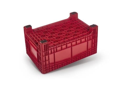 Grand conteneur à fond renforcé, capacité 354 l, rouge, 4 pieds