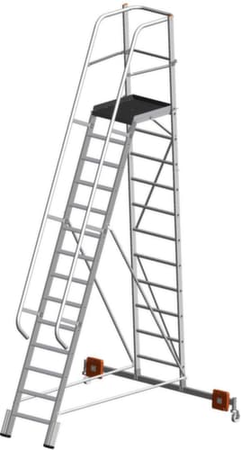 Krause Escabeau grande hauteur roulant STABILO® Professional Vario kompakt, 14 marche(s) en tôle striée