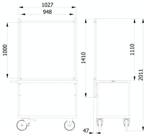 fetra Paroi de protection hygiénique pour servante d'atelier, hauteur x largeur 1410 x 1060 mm