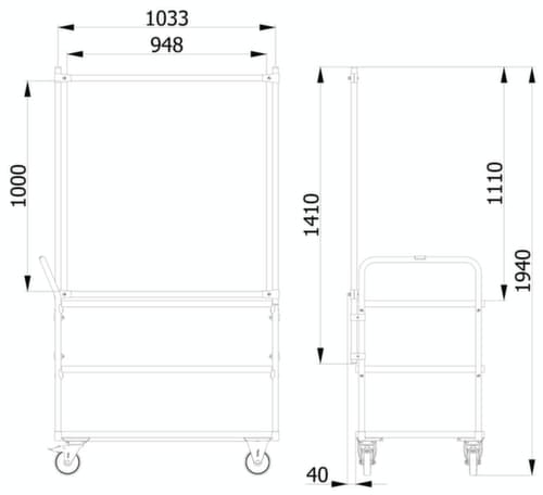 fetra Paroi de protection hygiénique pour servante d'atelier, hauteur x largeur 1410 x 1066 mm