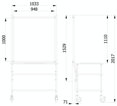 fetra Paroi de protection hygiénique pour servante d'atelier, hauteur x largeur 1529 x 1066 mm