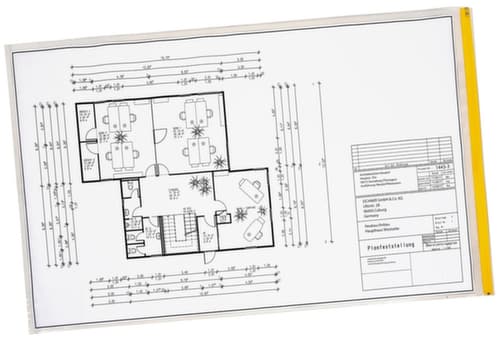 EICHNER Pochette de protection de plans pour plans de construction, transparent/jaune, DIN SG