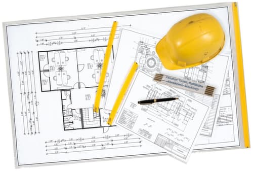 EICHNER Pochette de protection de plans pour plans de construction, transparent/jaune, DIN SG
