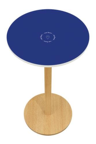 Paperflow Table haute ronde Woody, Ø 600 mm, panneau bleu