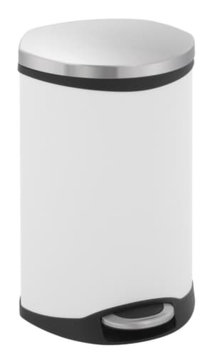 Poubelle à pédale acier inoxydable forme coquille EKO Shell, 18 l, blanc