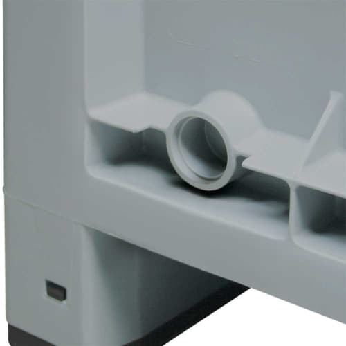 Grand conteneur avec rabat de prélèvement, capacité 550 l, gris, 4 roulettes pivotantes