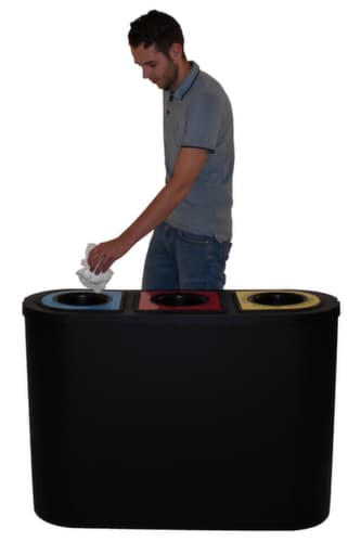 Station de collecte de matières recyclables Triomf avec 3 unités collectrices, 3 x 45 l