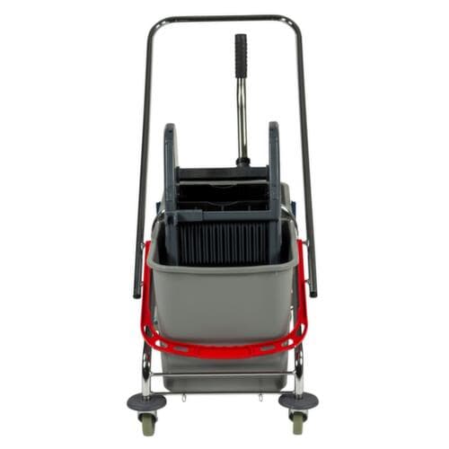 Chariot de lavage humide avec presse à balais, 2x27 l seau en ROUGE/BLEU