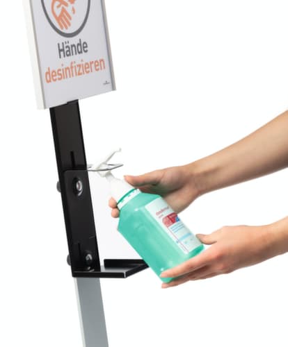 Distributeur de désinfectant avec porte-bouteille variable, avec levier de bras
