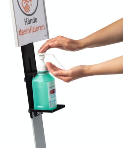 Distributeur de désinfectant avec porte-bouteille variable, avec levier de bras