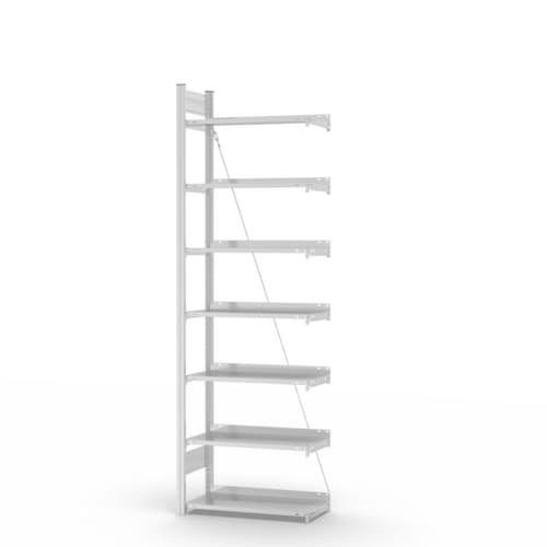 hofe Rayonnage sans boulons pour classeurs élément suivant, 7 tablettes, RAL7035 gris clair