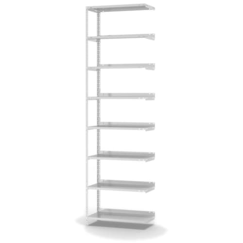 hofe Rayonnage à boulonner pour classeurs élément suivant, 8 tablettes, RAL7035 gris clair