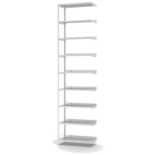 hofe Rayonnage à boulonner pour classeurs élément suivant, 9 tablettes, RAL7035 gris clair