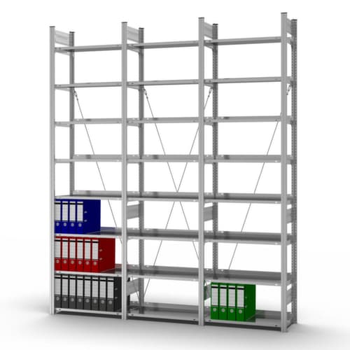 hofe Rayonnage sans boulons pour classeurs élément suivant, 8 tablettes, avec revêtement en zinc anti-corrosion