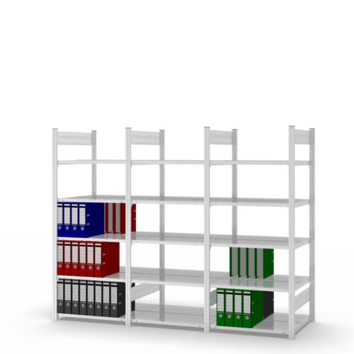 hofe Etagère à dossiers sans vis pour une utilisation des deux côtés, 5 tablettes, RAL7035 gris clair