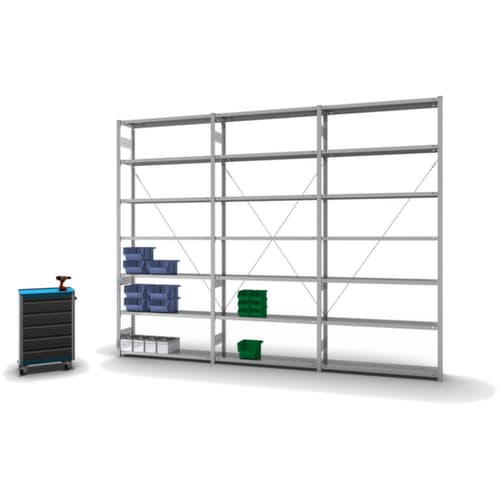 hofe Système de rayonnages sans vis dans une construction mi-lourde, hauteur x largeur x profondeur 3000 x 1310 x 335 mm, 7 tablettes