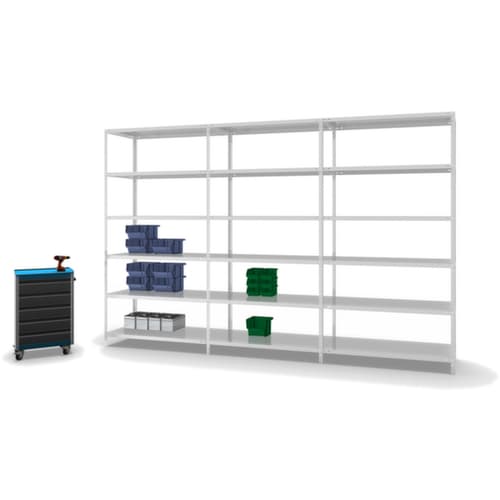 hofe Rayonnage à boulonner élément suivant, 6 tablettes, RAL7035 gris clair