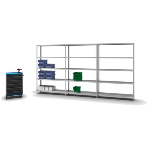 hofe Rayonnage à boulonner élément suivant, 5 tablettes, avec revêtement en zinc anti-corrosion