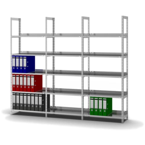 hofe Rayonnage à boulonner pour classeurs élément suivant, 5 tablettes, avec revêtement en zinc anti-corrosion