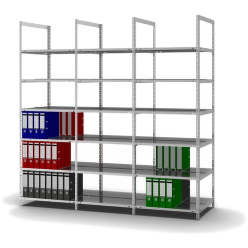 hofe Rayonnage à boulonner pour classeurs élément suivant, 6 tablettes, avec revêtement en zinc anti-corrosion