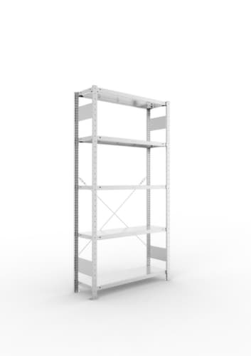 META système d'étagères sans vis CLIP, hauteur x largeur x profondeur 2000 x 1056 x 336 mm, 5 tablettes
