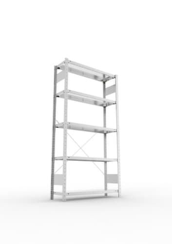 META système d'étagères sans vis CLIP, hauteur x largeur x profondeur 2000 x 1056 x 336 mm, 5 tablettes