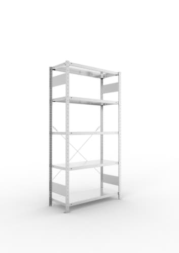 META système d'étagères sans vis CLIP, hauteur x largeur x profondeur 2000 x 1056 x 436 mm, 5 tablettes