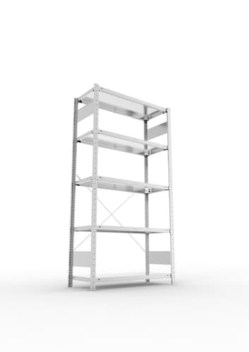 META système d'étagères sans vis CLIP, hauteur x largeur x profondeur 2000 x 1056 x 436 mm, 5 tablettes