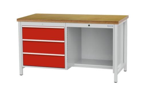 Bedrunka + Hirth Établi, 3 tiroirs, 1/2 tablette