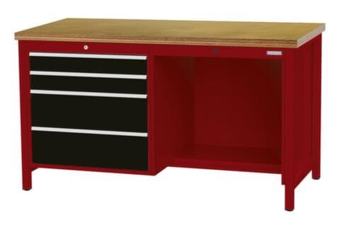 Bedrunka + Hirth Établi, 4 tiroirs, 1/2 tablette