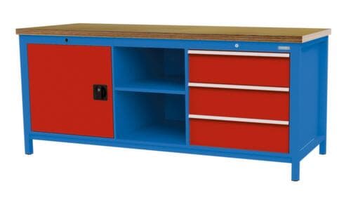 Bedrunka + Hirth Établi, 3 tiroirs, 1 armoire, 2 tablettes