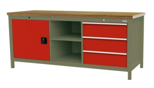Bedrunka + Hirth Établi, 3 tiroirs, 1 armoire, 2 tablettes