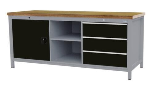 Bedrunka + Hirth Établi, 3 tiroirs, 1 armoire, 2 tablettes