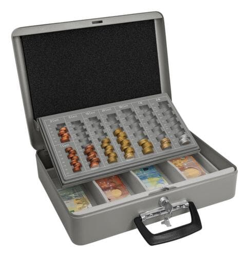 WEDO caisse MAXI, 4 compartiments billets/ 8 à monnaie, serrure à cylindre