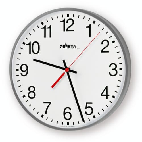 PEWETA Horloge murale avec boîtier métallique, avec chiffres arabes, Ø 300 mm