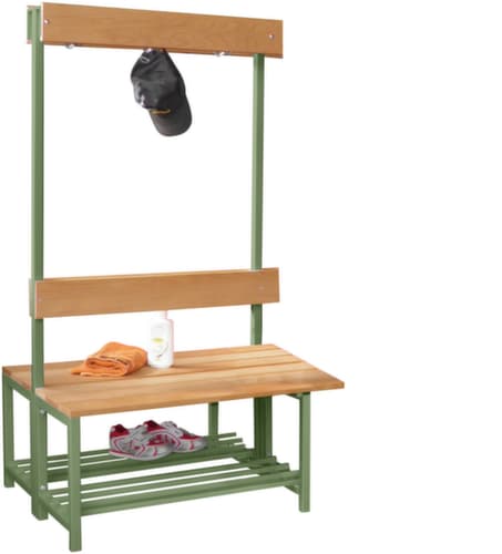 PAVOY Banc vestiaire Basis avec crochets et lames en bois