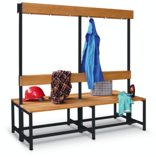 PAVOY Banc vestiaire Basis avec crochets et lames en bois