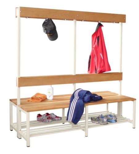PAVOY Banc vestiaire Basis avec crochets et lames en bois
